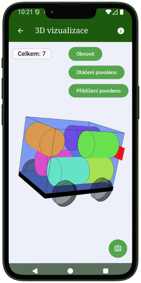 3D vizualizace nákladu ve VolumTransport