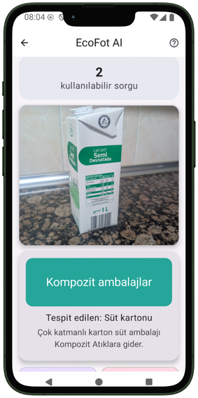 EcoFot IA Türkiye için önerilen atık hedefini gösteriyor