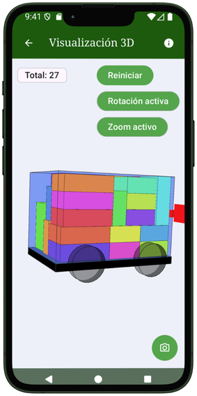 Visualización 3D de la carga en VolumTransport