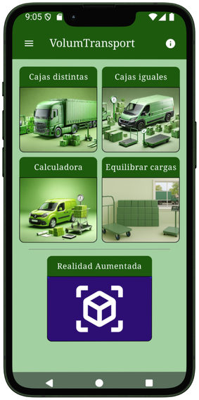 Pantalla principal de VolumTransport