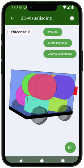 3D-kuorman visualisointi VolumTransportissa