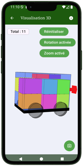 Visualisation 3D du chargement dans VolumTransport