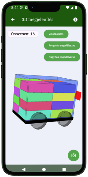 3D rakományvizualizáció a VolumTransportban