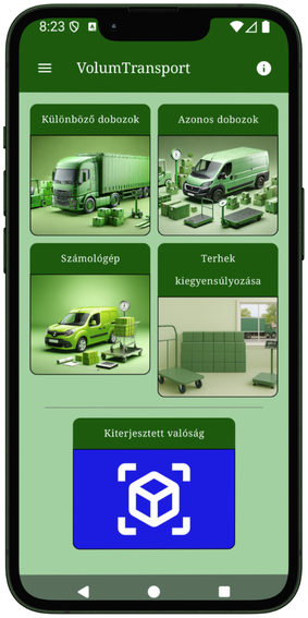 A VolumTransport főképernyője