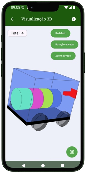 Visualização 3D da carga no VolumTransport