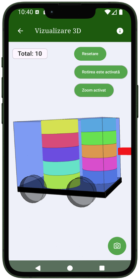 Vizualizare 3D a încărcăturii în VolumTransport