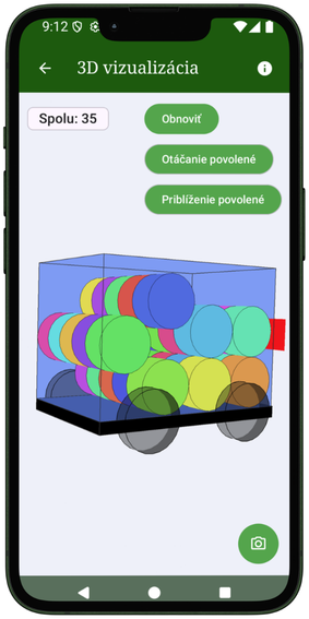 3D vizualizácia nákladu vo VolumTransport